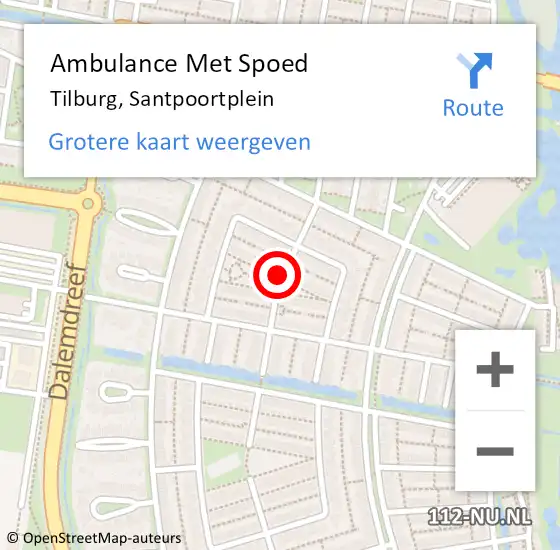 Locatie op kaart van de 112 melding: Ambulance Met Spoed Naar Tilburg, Santpoortplein op 18 november 2018 12:03