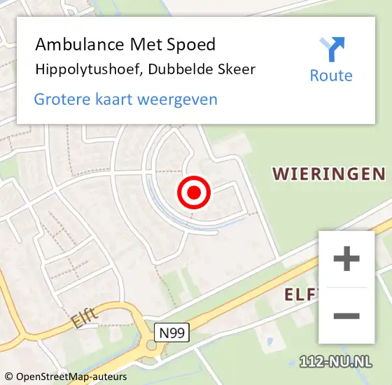 Locatie op kaart van de 112 melding: Ambulance Met Spoed Naar Hippolytushoef, Dubbelde Skeer op 18 november 2018 13:57