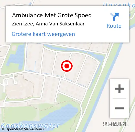 Locatie op kaart van de 112 melding: Ambulance Met Grote Spoed Naar Zierikzee, Anna Van Saksenlaan op 18 november 2018 14:28