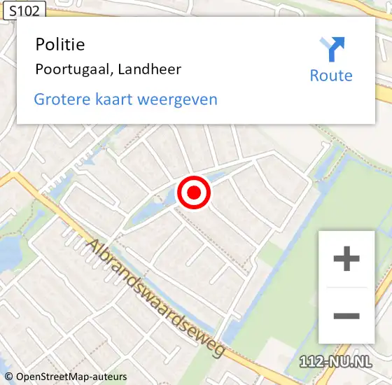 Locatie op kaart van de 112 melding: Politie Poortugaal, Landheer op 18 november 2018 14:41