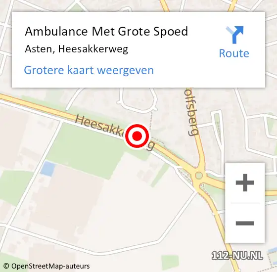 Locatie op kaart van de 112 melding: Ambulance Met Grote Spoed Naar Asten, Heesakkerweg op 18 november 2018 14:50