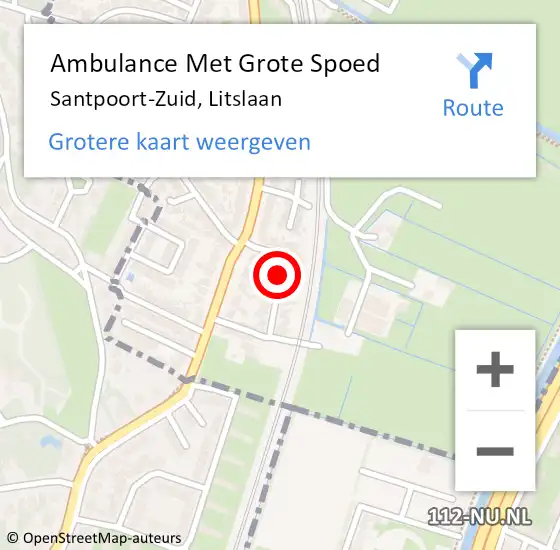 Locatie op kaart van de 112 melding: Ambulance Met Grote Spoed Naar Santpoort-Zuid, Litslaan op 18 november 2018 16:18