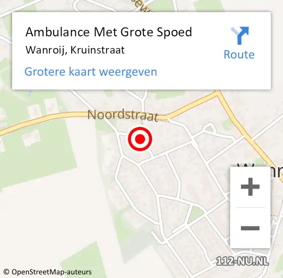 Locatie op kaart van de 112 melding: Ambulance Met Grote Spoed Naar Wanroij, Kruinstraat op 18 november 2018 16:38