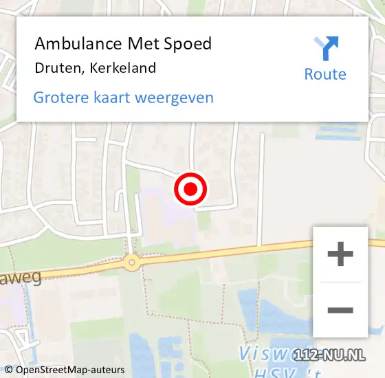 Locatie op kaart van de 112 melding: Ambulance Met Spoed Naar Druten, Kerkeland op 18 november 2018 17:18