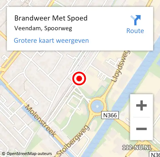 Locatie op kaart van de 112 melding: Brandweer Met Spoed Naar Veendam, Spoorweg op 7 september 2013 13:33