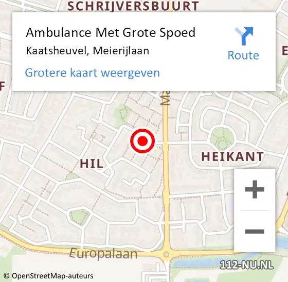 Locatie op kaart van de 112 melding: Ambulance Met Grote Spoed Naar Kaatsheuvel, Meierijlaan op 18 november 2018 18:26