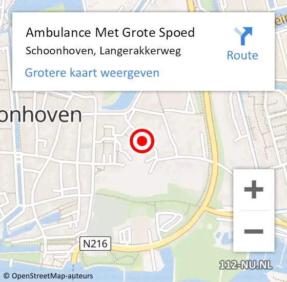 Locatie op kaart van de 112 melding: Ambulance Met Grote Spoed Naar Schoonhoven, Langerakkerweg op 18 november 2018 18:26
