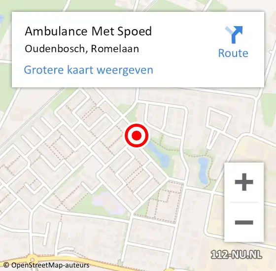 Locatie op kaart van de 112 melding: Ambulance Met Spoed Naar Oudenbosch, Romelaan op 18 november 2018 18:47