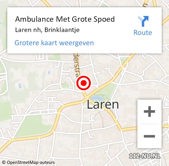 Locatie op kaart van de 112 melding: Ambulance Met Grote Spoed Naar Laren nh, Brinklaantje op 15 maart 2014 00:21