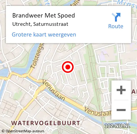 Locatie op kaart van de 112 melding: Brandweer Met Spoed Naar Utrecht, Saturnusstraat op 18 november 2018 20:11