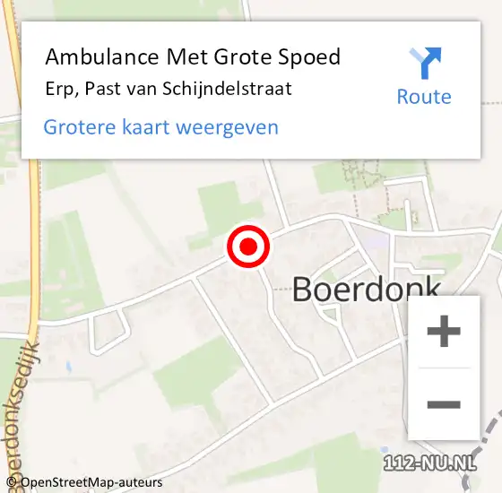 Locatie op kaart van de 112 melding: Ambulance Met Grote Spoed Naar Erp, Past van Schijndelstraat op 18 november 2018 21:01