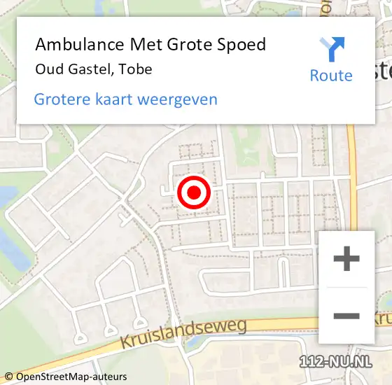 Locatie op kaart van de 112 melding: Ambulance Met Grote Spoed Naar Oud Gastel, Tobe op 18 november 2018 21:28