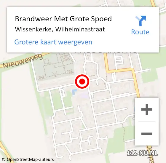 Locatie op kaart van de 112 melding: Brandweer Met Grote Spoed Naar Wissenkerke, Wilhelminastraat op 18 november 2018 21:39