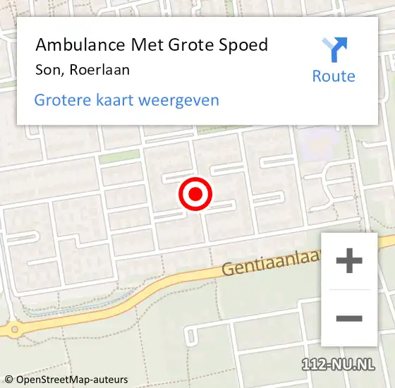 Locatie op kaart van de 112 melding: Ambulance Met Grote Spoed Naar Son, Roerlaan op 18 november 2018 23:28