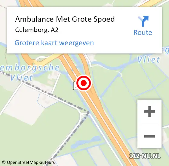 Locatie op kaart van de 112 melding: Ambulance Met Grote Spoed Naar Culemborg, A2 op 19 november 2018 01:55