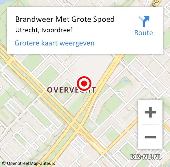 Locatie op kaart van de 112 melding: Brandweer Met Grote Spoed Naar Utrecht, Ivoordreef op 19 november 2018 02:18