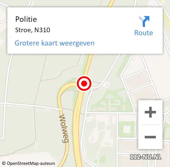 Locatie op kaart van de 112 melding: Politie Stroe, N310 op 19 november 2018 04:02