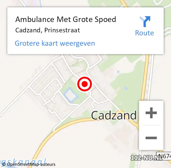 Locatie op kaart van de 112 melding: Ambulance Met Grote Spoed Naar Cadzand, Prinsestraat op 15 maart 2014 01:12