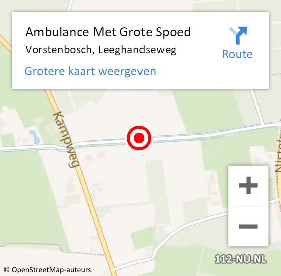 Locatie op kaart van de 112 melding: Ambulance Met Grote Spoed Naar Vorstenbosch, Leeghandseweg op 15 maart 2014 01:13