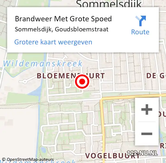 Locatie op kaart van de 112 melding: Brandweer Met Grote Spoed Naar Sommelsdijk, Goudsbloemstraat op 19 november 2018 07:30