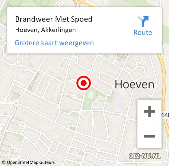 Locatie op kaart van de 112 melding: Brandweer Met Spoed Naar Hoeven, Akkerlingen op 19 november 2018 07:31