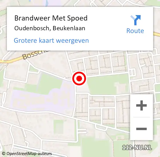 Locatie op kaart van de 112 melding: Brandweer Met Spoed Naar Oudenbosch, Beukenlaan op 19 november 2018 07:34