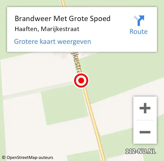 Locatie op kaart van de 112 melding: Brandweer Met Grote Spoed Naar Haaften, Marijkestraat op 19 november 2018 07:50