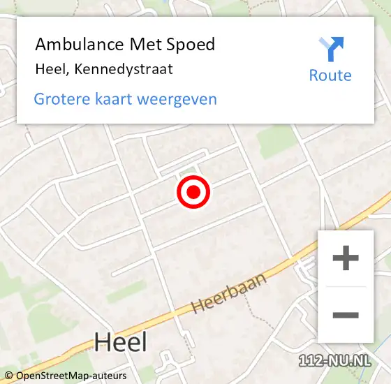 Locatie op kaart van de 112 melding: Ambulance Met Spoed Naar Heel, Kennedystraat op 19 november 2018 08:27