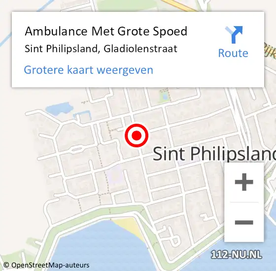 Locatie op kaart van de 112 melding: Ambulance Met Grote Spoed Naar Sint Philipsland, Gladiolenstraat op 19 november 2018 09:19