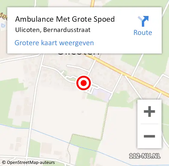 Locatie op kaart van de 112 melding: Ambulance Met Grote Spoed Naar Ulicoten, Bernardusstraat op 19 november 2018 09:20