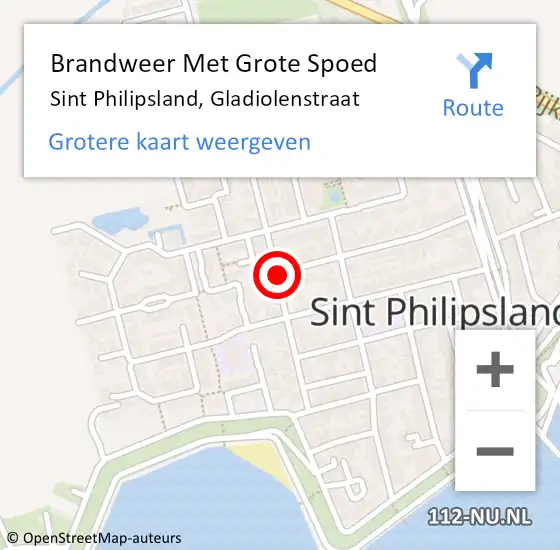 Locatie op kaart van de 112 melding: Brandweer Met Grote Spoed Naar Sint Philipsland, Gladiolenstraat op 19 november 2018 09:26