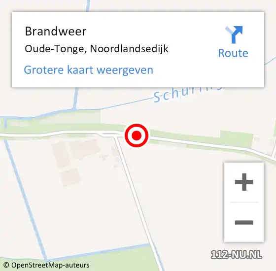 Locatie op kaart van de 112 melding: Brandweer Oude-Tonge, Noordlandsedijk op 19 november 2018 09:37