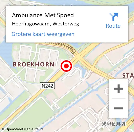 Locatie op kaart van de 112 melding: Ambulance Met Spoed Naar Heerhugowaard, Westerweg op 19 november 2018 09:50