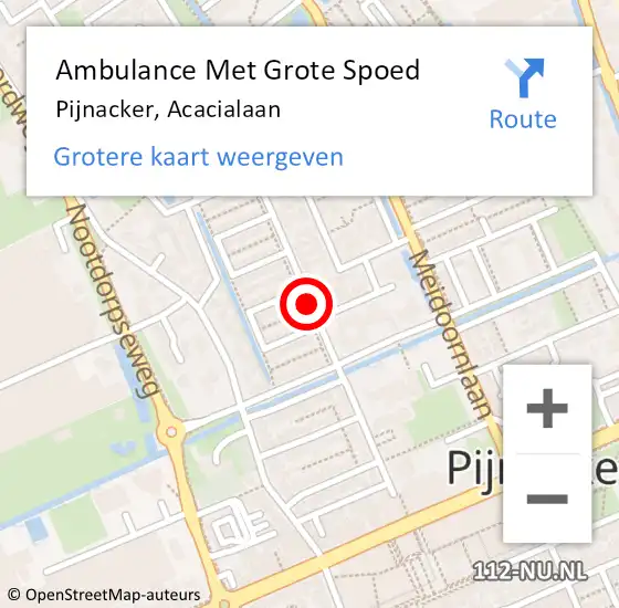 Locatie op kaart van de 112 melding: Ambulance Met Grote Spoed Naar Pijnacker, Acacialaan op 19 november 2018 10:00