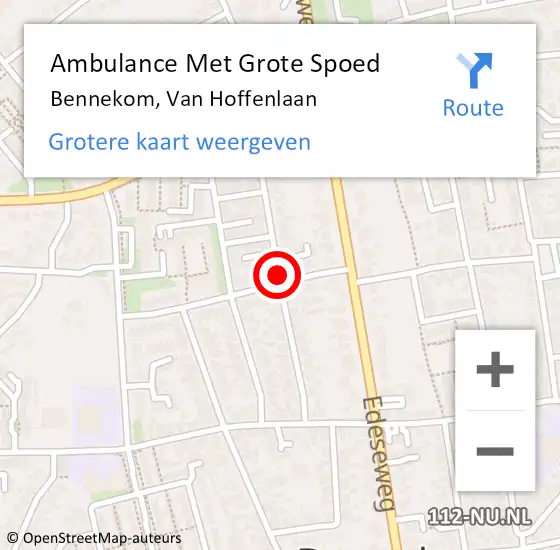 Locatie op kaart van de 112 melding: Ambulance Met Grote Spoed Naar Bennekom, Van Hoffenlaan op 19 november 2018 10:15