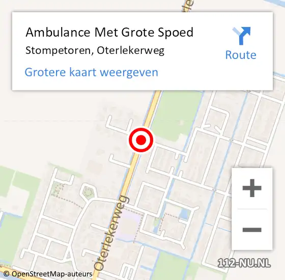 Locatie op kaart van de 112 melding: Ambulance Met Grote Spoed Naar Stompetoren, Oterlekerweg op 19 november 2018 11:36