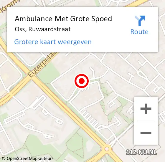 Locatie op kaart van de 112 melding: Ambulance Met Grote Spoed Naar Oss, Ruwaardstraat op 19 november 2018 12:00