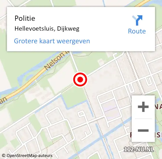 Locatie op kaart van de 112 melding: Politie Hellevoetsluis, Dijkweg op 19 november 2018 12:40