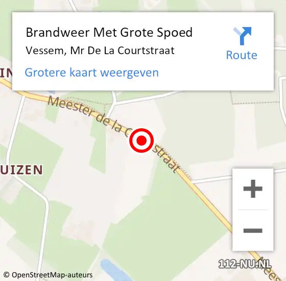 Locatie op kaart van de 112 melding: Brandweer Met Grote Spoed Naar Vessem, Mr De La Courtstraat op 19 november 2018 12:46