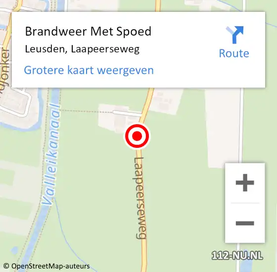 Locatie op kaart van de 112 melding: Brandweer Met Spoed Naar Leusden, Laapeerseweg op 19 november 2018 13:03