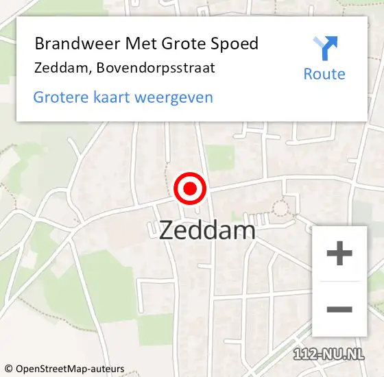 Locatie op kaart van de 112 melding: Brandweer Met Grote Spoed Naar Zeddam, Bovendorpsstraat op 15 maart 2014 03:06