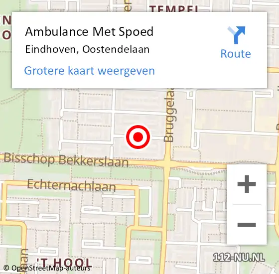 Locatie op kaart van de 112 melding: Ambulance Met Spoed Naar Eindhoven, Oostendelaan op 19 november 2018 13:21