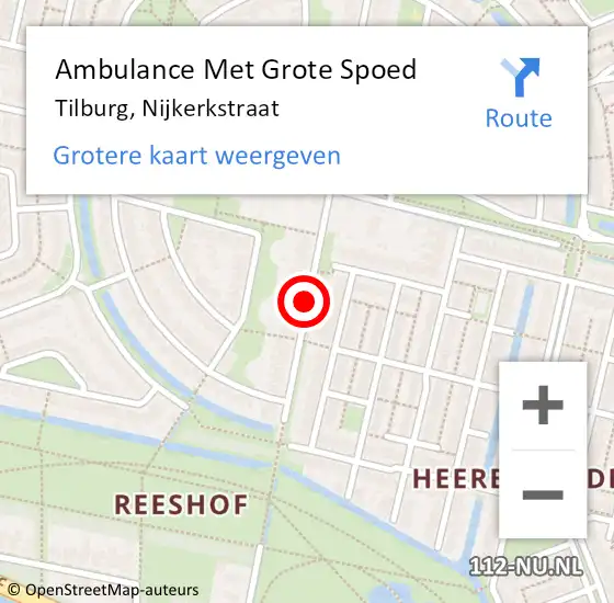 Locatie op kaart van de 112 melding: Ambulance Met Grote Spoed Naar Tilburg, Nijkerkstraat op 19 november 2018 13:27