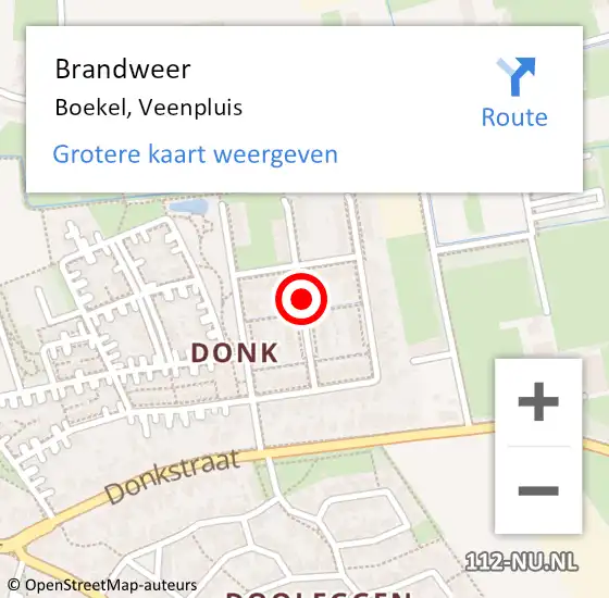 Locatie op kaart van de 112 melding: Brandweer Boekel, Veenpluis op 15 maart 2014 03:18