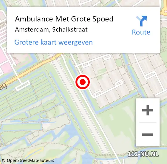 Locatie op kaart van de 112 melding: Ambulance Met Grote Spoed Naar Amsterdam, Schaikstraat op 19 november 2018 13:58