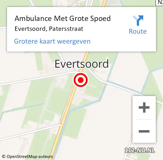 Locatie op kaart van de 112 melding: Ambulance Met Grote Spoed Naar Evertsoord, Patersstraat op 15 maart 2014 03:29