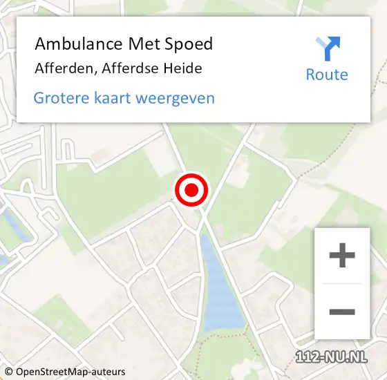 Locatie op kaart van de 112 melding: Ambulance Met Spoed Naar Afferden, Afferdse Heide op 19 november 2018 15:20