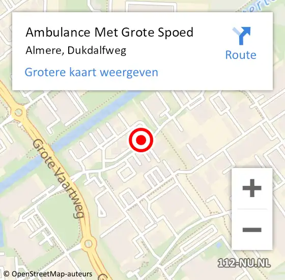 Locatie op kaart van de 112 melding: Ambulance Met Grote Spoed Naar Almere, Dukdalfweg op 19 november 2018 15:22