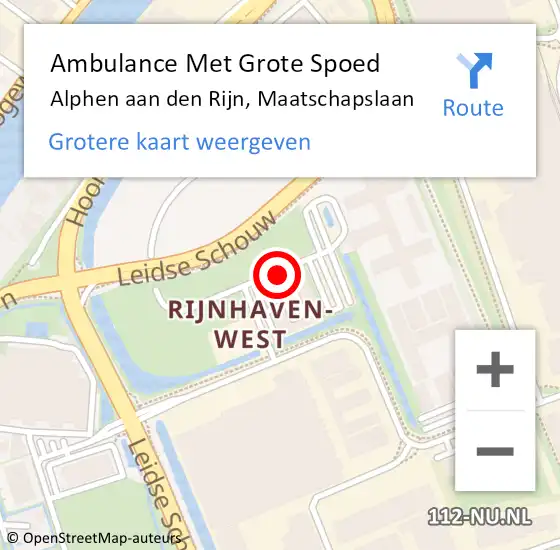 Locatie op kaart van de 112 melding: Ambulance Met Grote Spoed Naar Alphen aan den Rijn, Maatschapslaan op 19 november 2018 15:35
