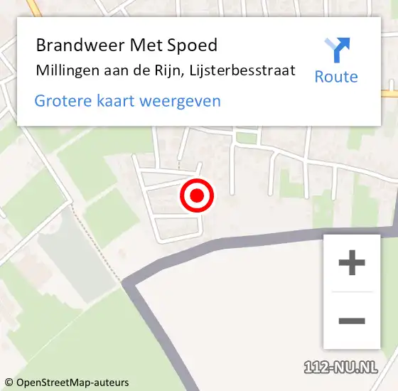 Locatie op kaart van de 112 melding: Brandweer Met Spoed Naar Millingen aan de Rijn, Lijsterbesstraat op 19 november 2018 16:10